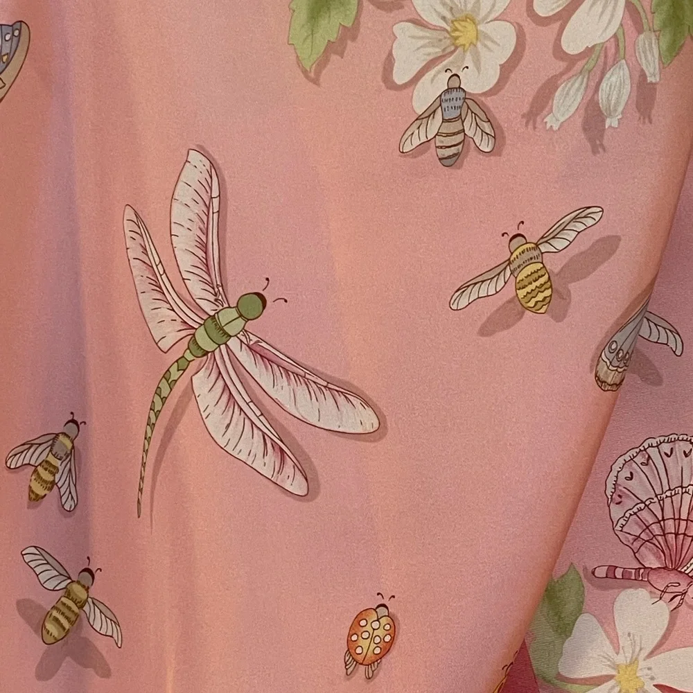 Beautiful scarf - Butterflies, dragonflies, & florals on a pink background
